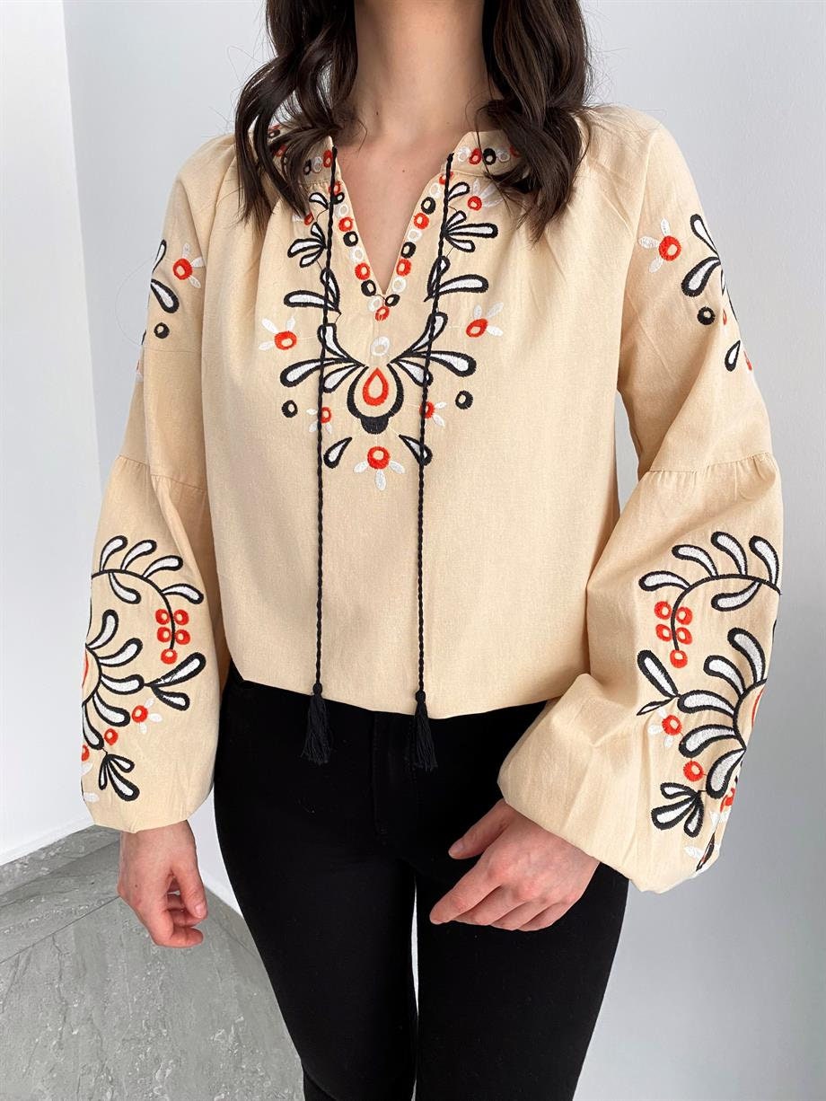 Bohemian Flair Linnen-Katoenen Blouse