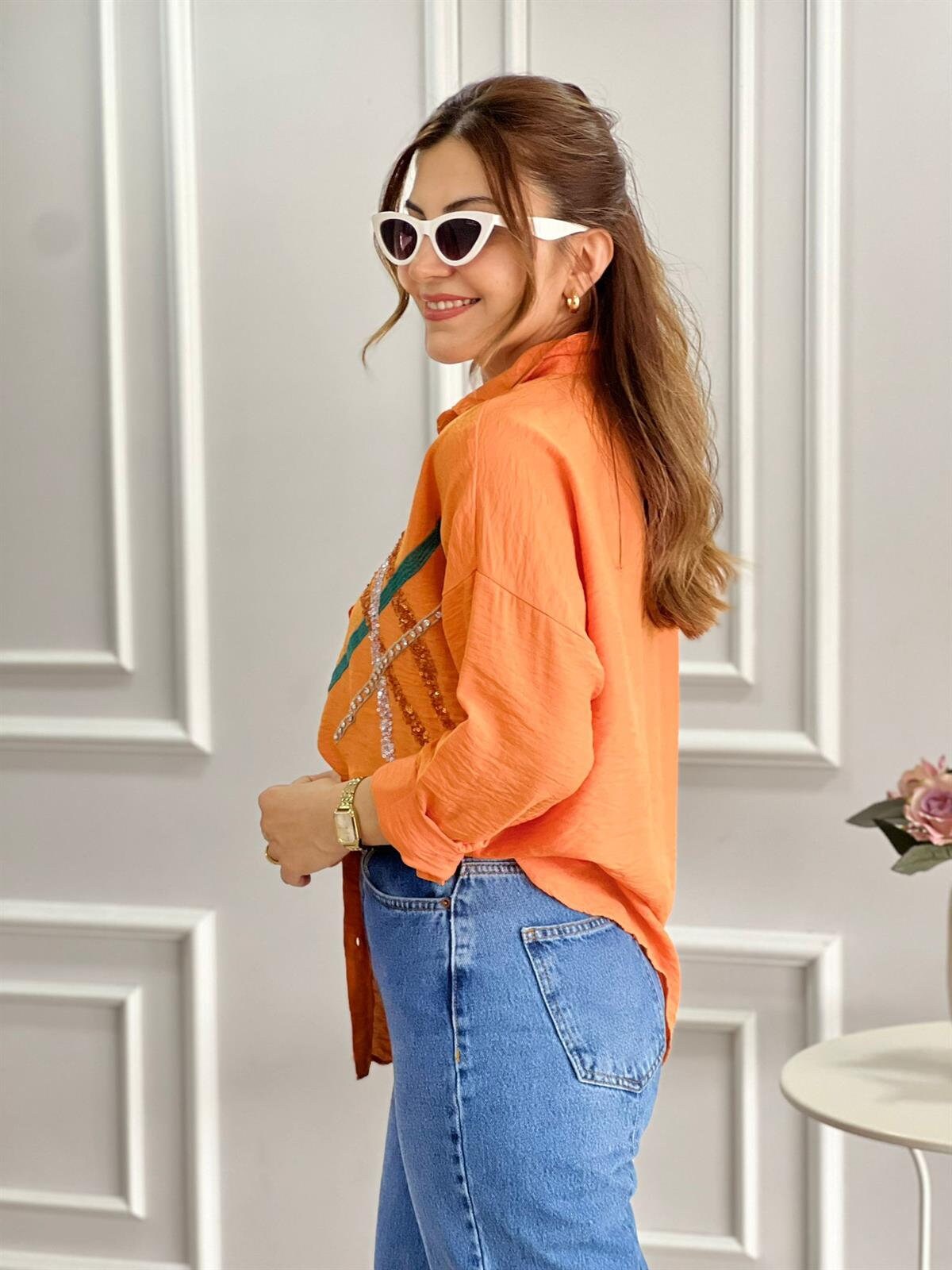 Cotton Beige Designer Sequin Blouse