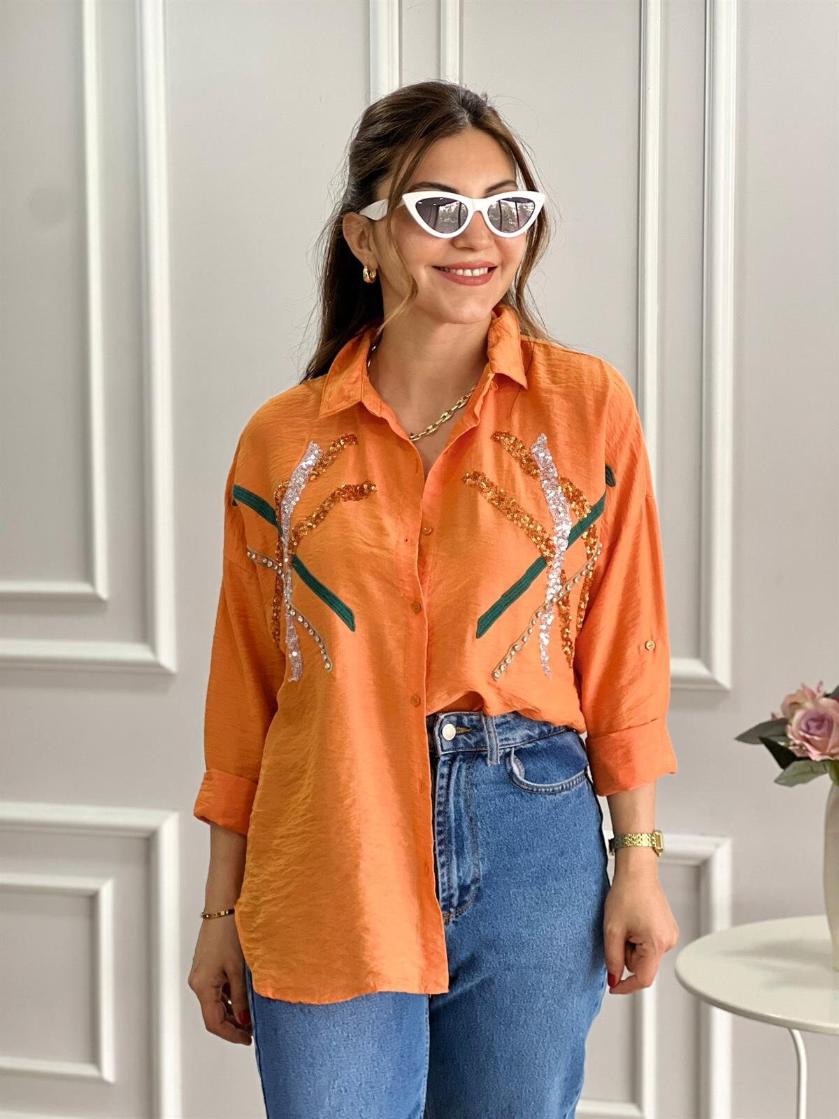 Cotton Beige Designer Sequin Blouse