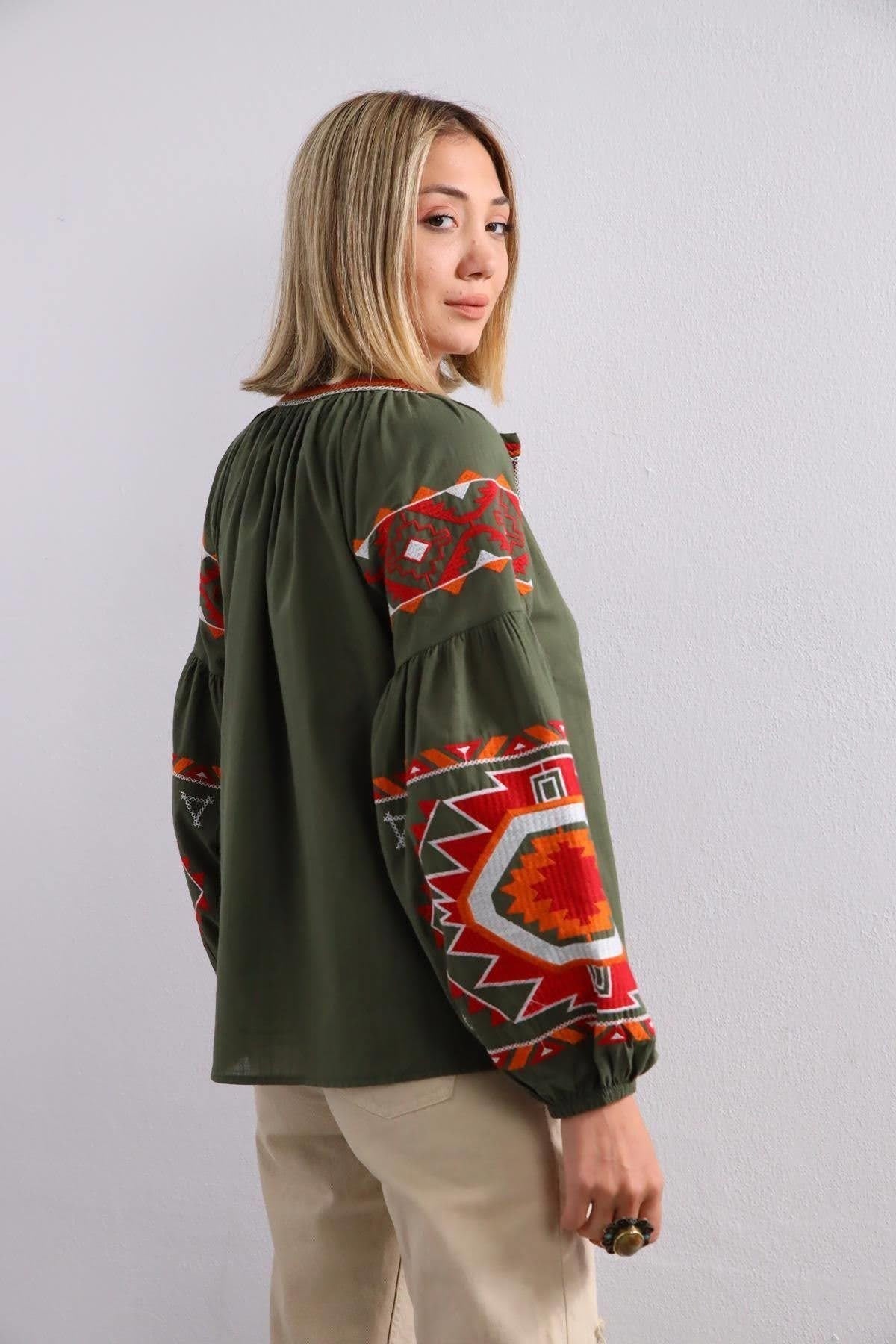 Green Embroidered Ukrainian Vyshyvanka