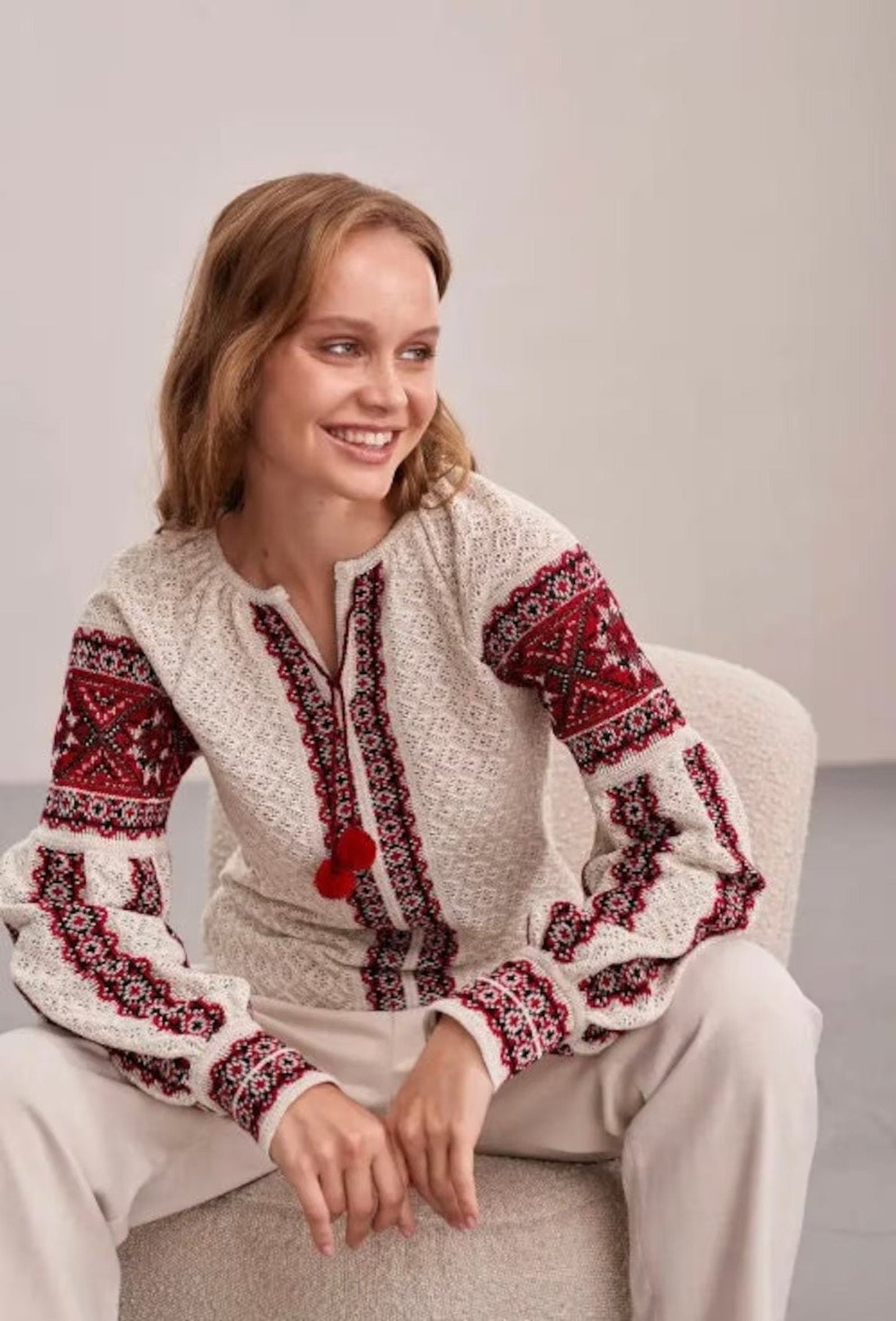 Embroidered Knitted Ukrainian Blouse