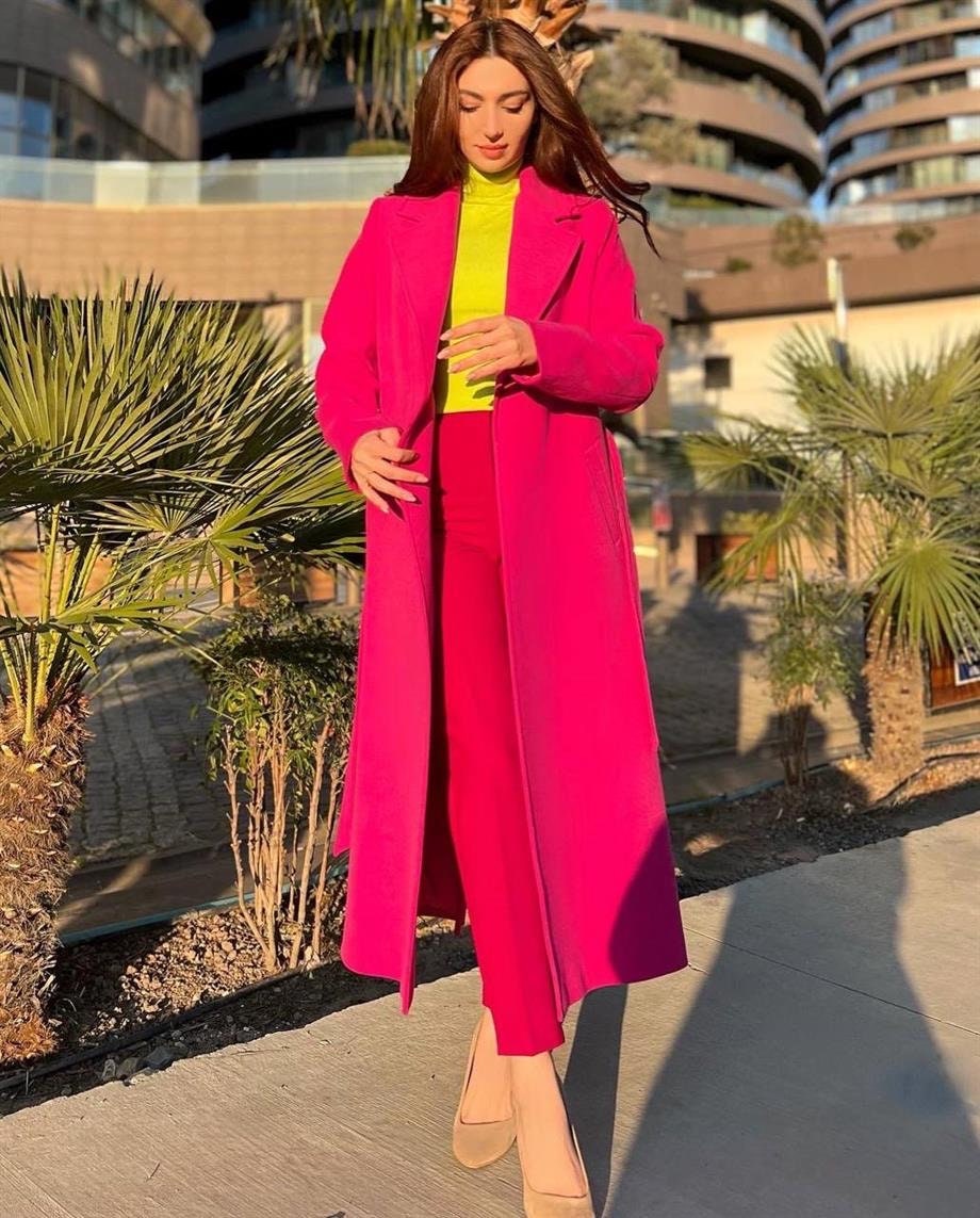 Camel Wool Long Coat with Belt and Pocket