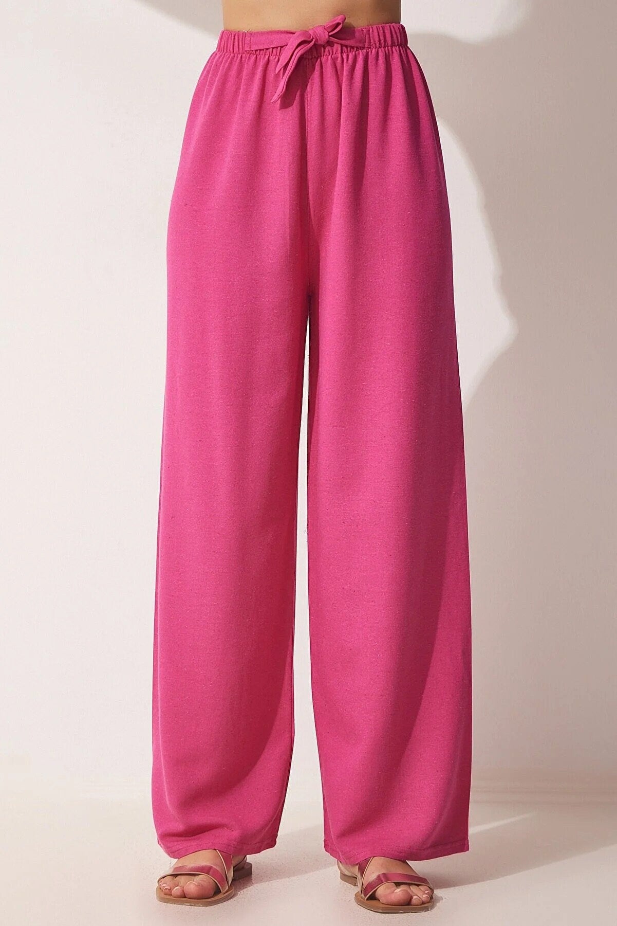 Clara Fuchsia Wide Leg Linen Pants