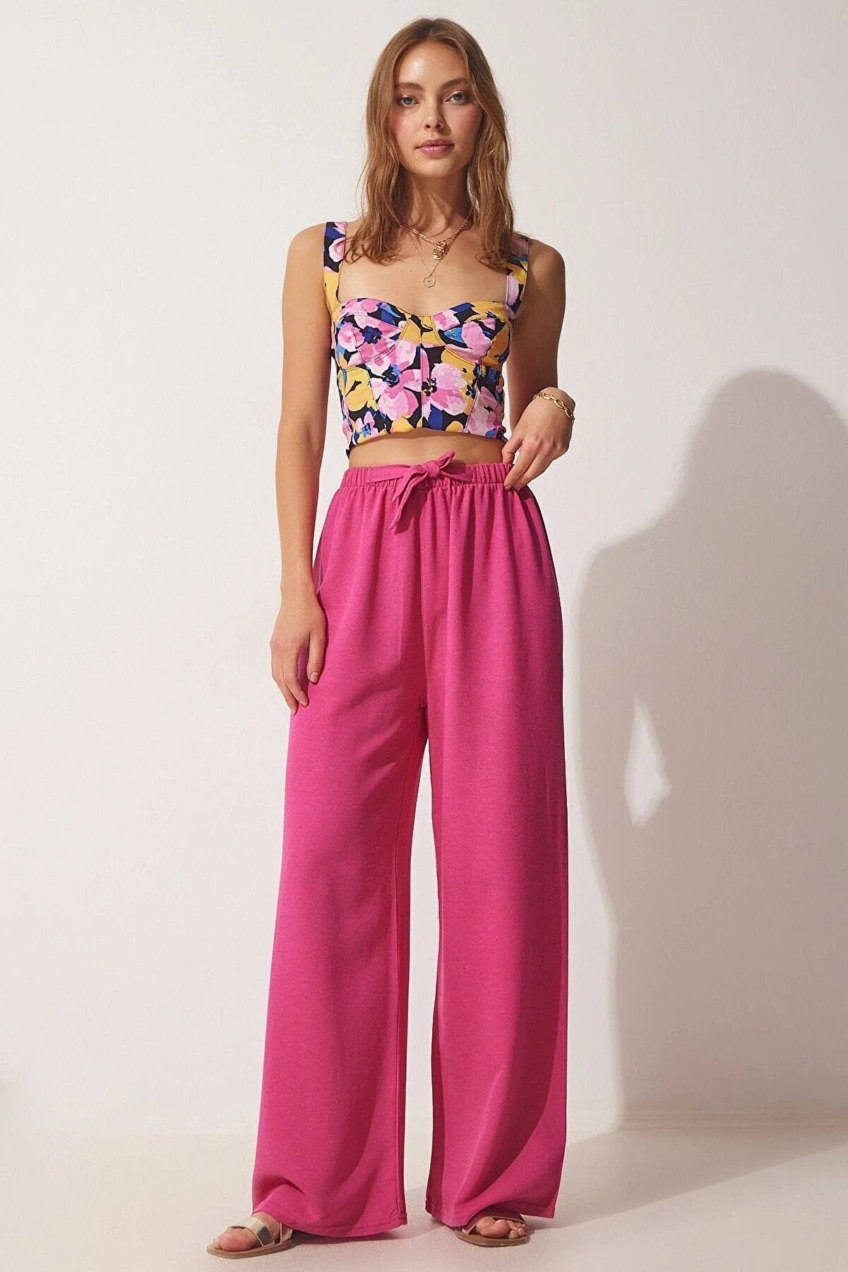 Clara Fuchsia Wide Leg Linen Pants