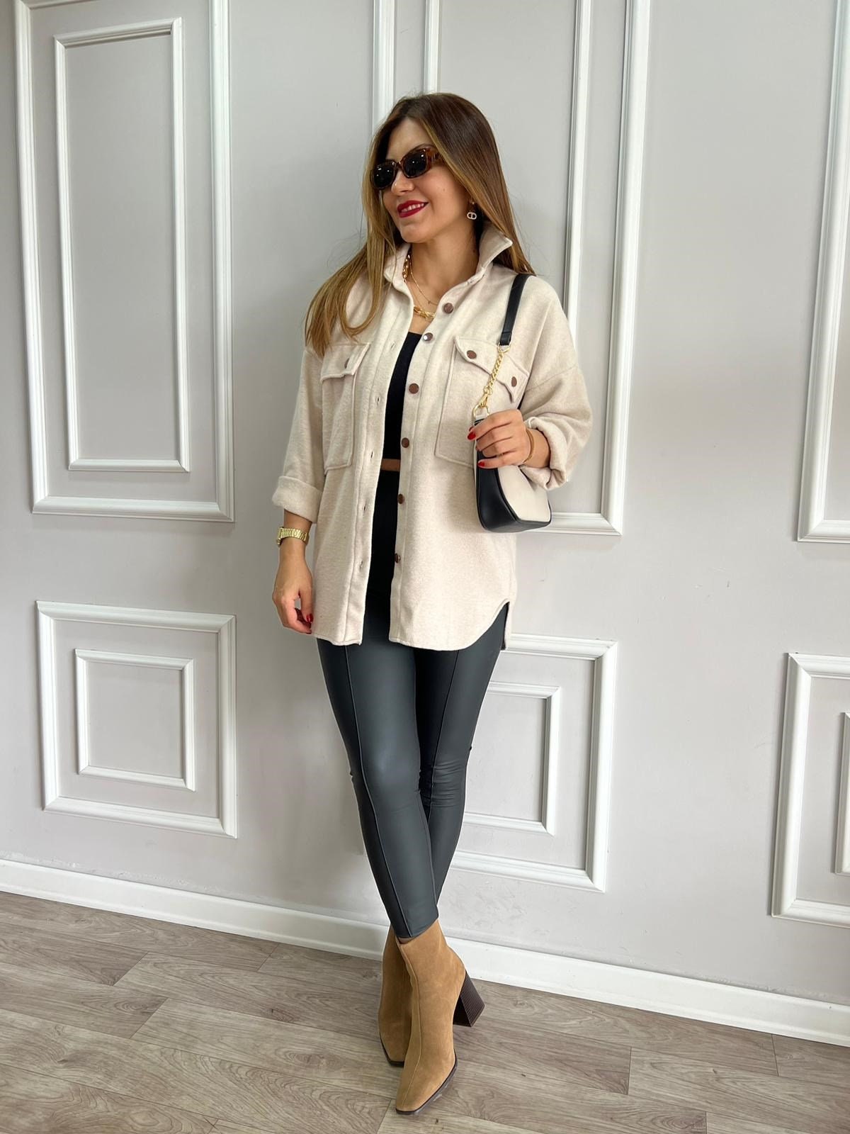 Jessy Cream Long Sleeve Shacket