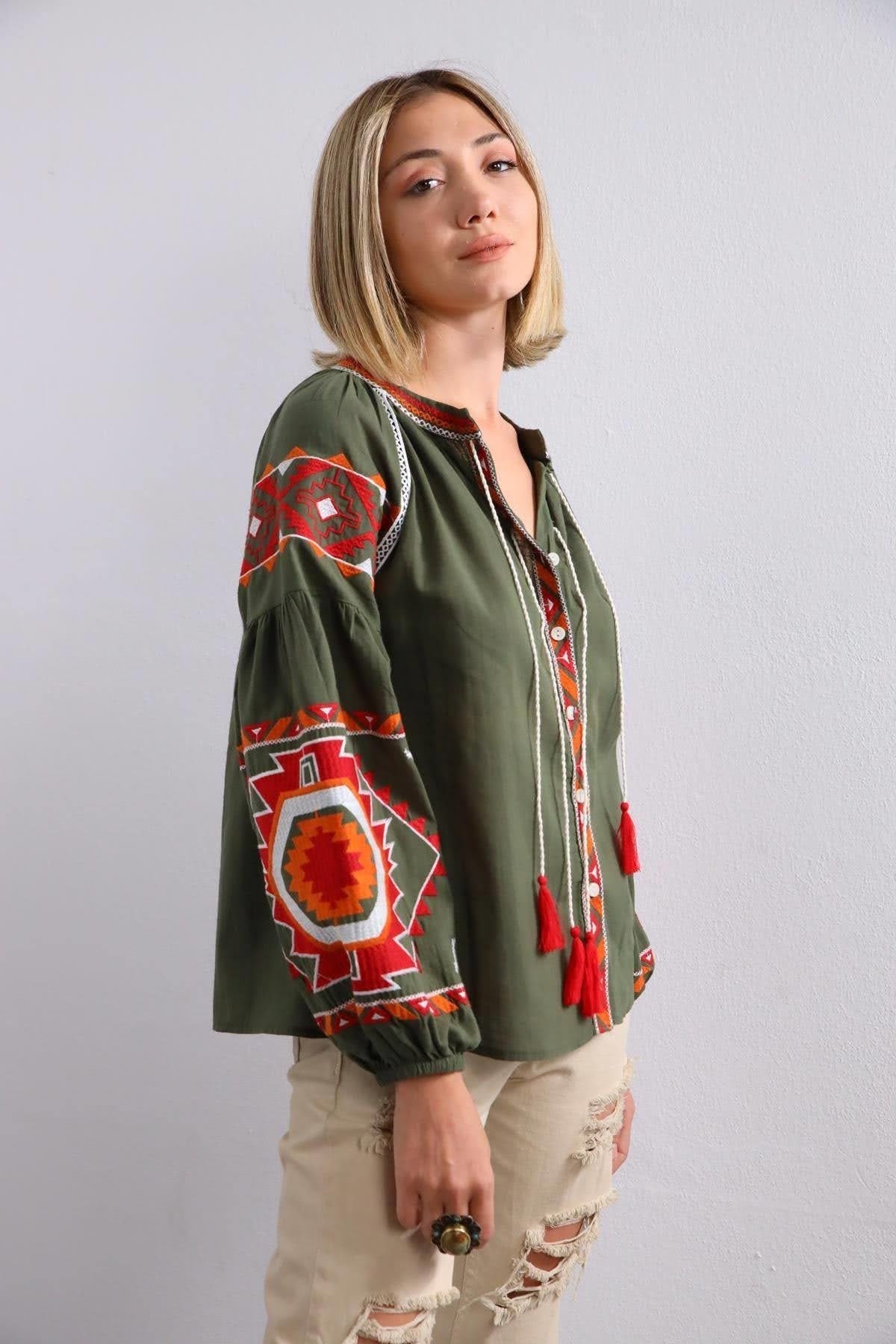 Green Embroidered Ukrainian Vyshyvanka