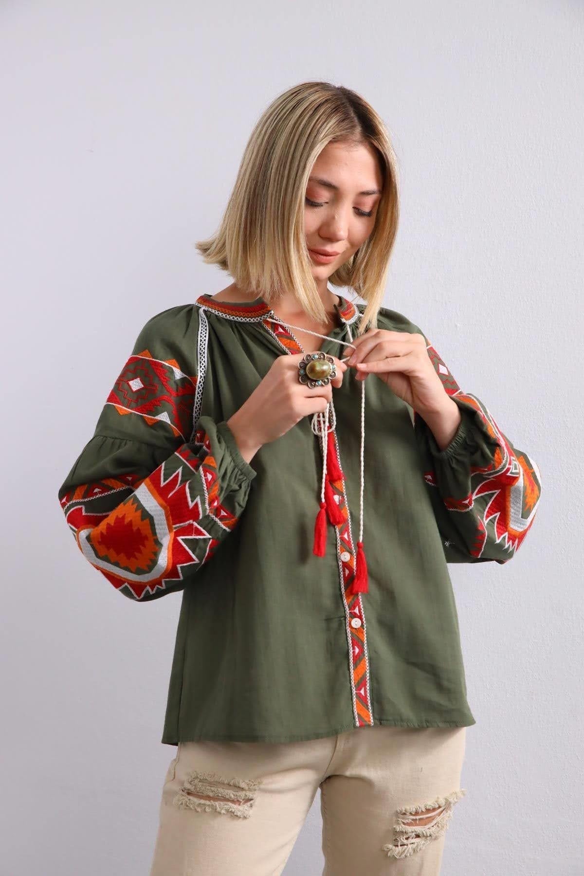Green Embroidered Ukrainian Vyshyvanka