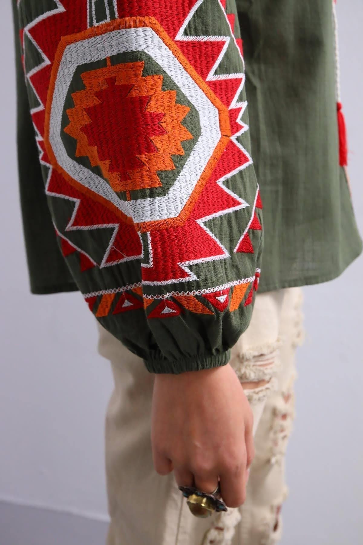 Green Embroidered Ukrainian Vyshyvanka