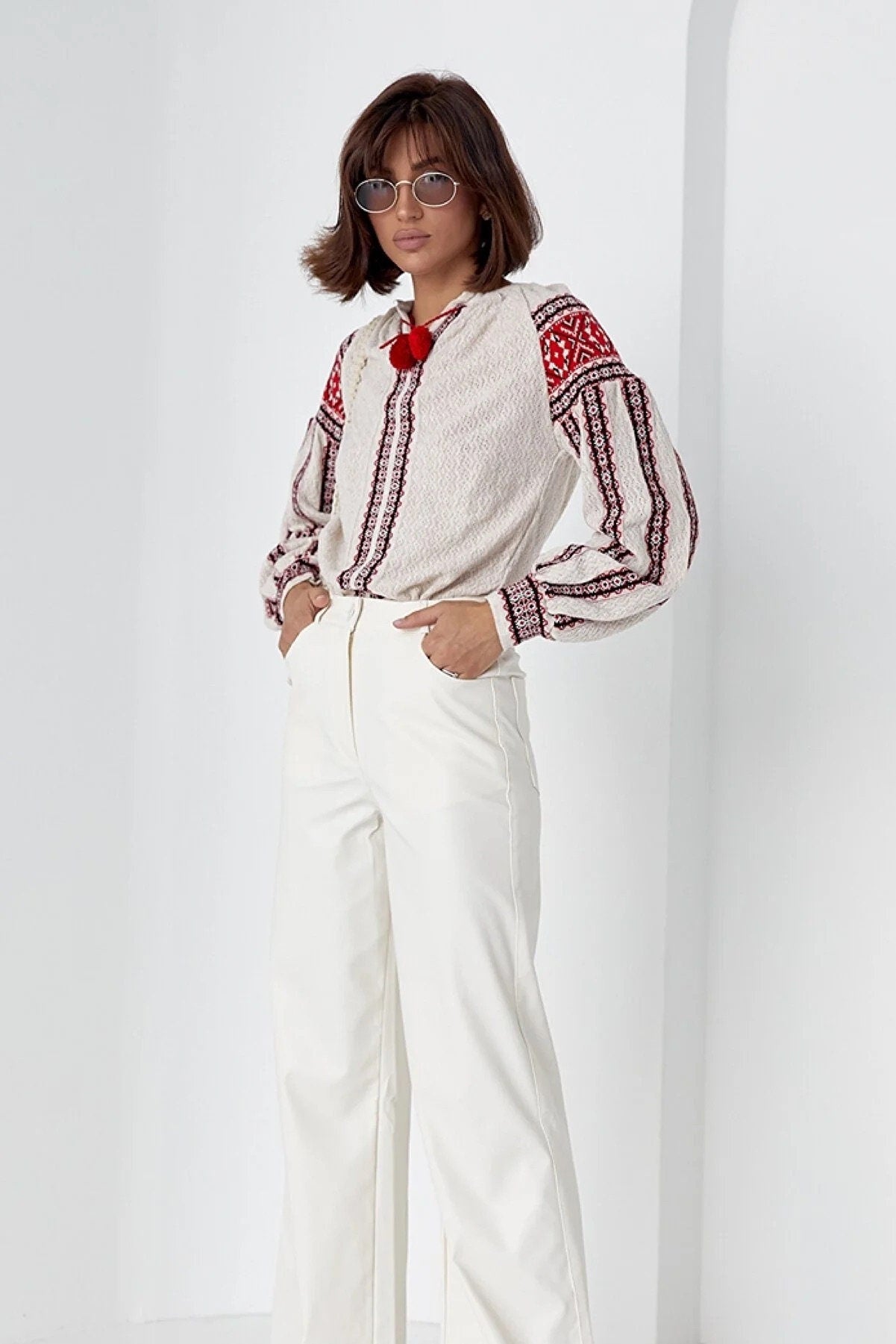 Embroidered Knitted Ukrainian Blouse