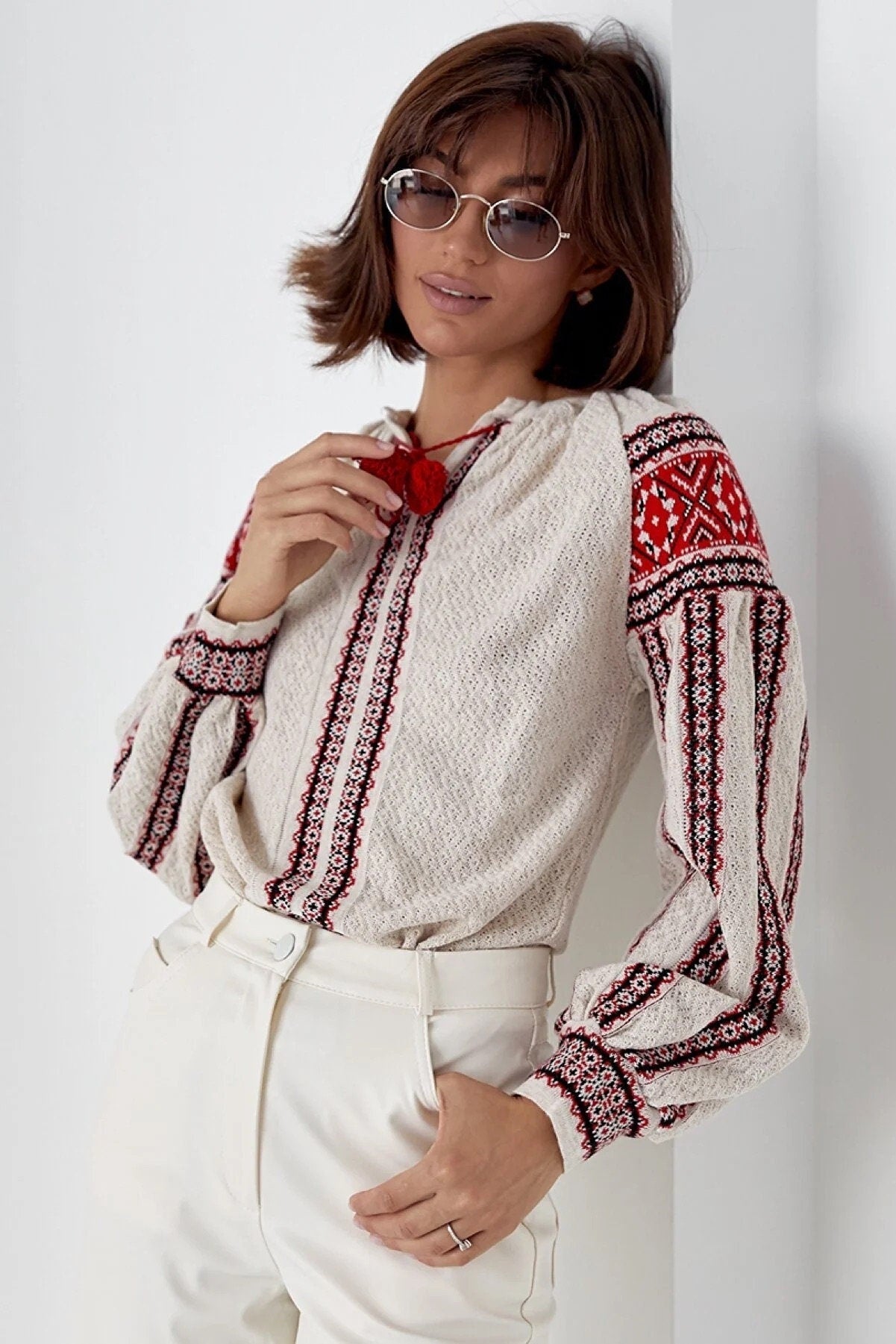 Embroidered Knitted Ukrainian Blouse