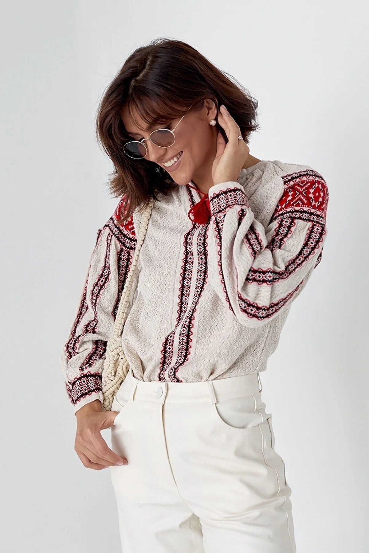 Embroidered Knitted Ukrainian Blouse