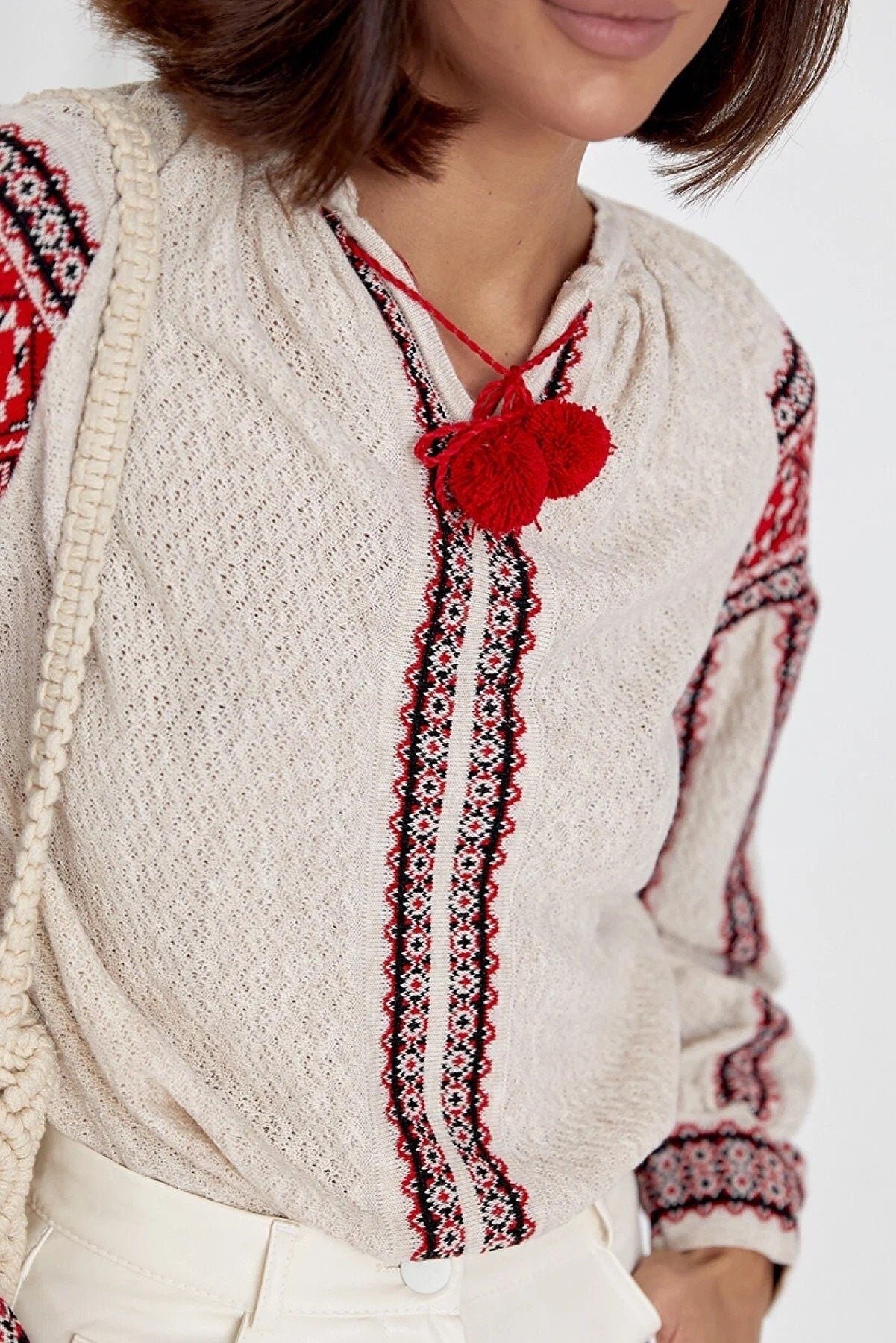 Embroidered Knitted Ukrainian Blouse