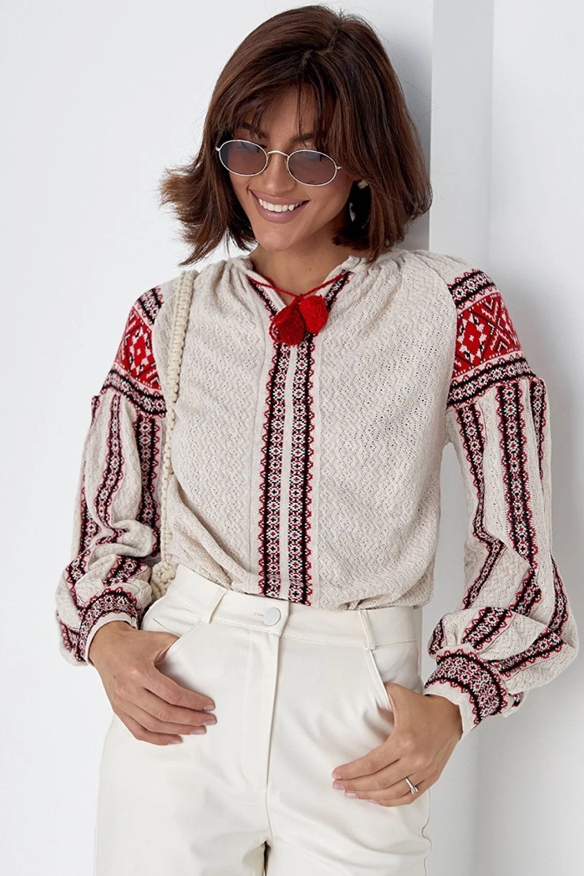Embroidered Knitted Ukrainian Blouse
