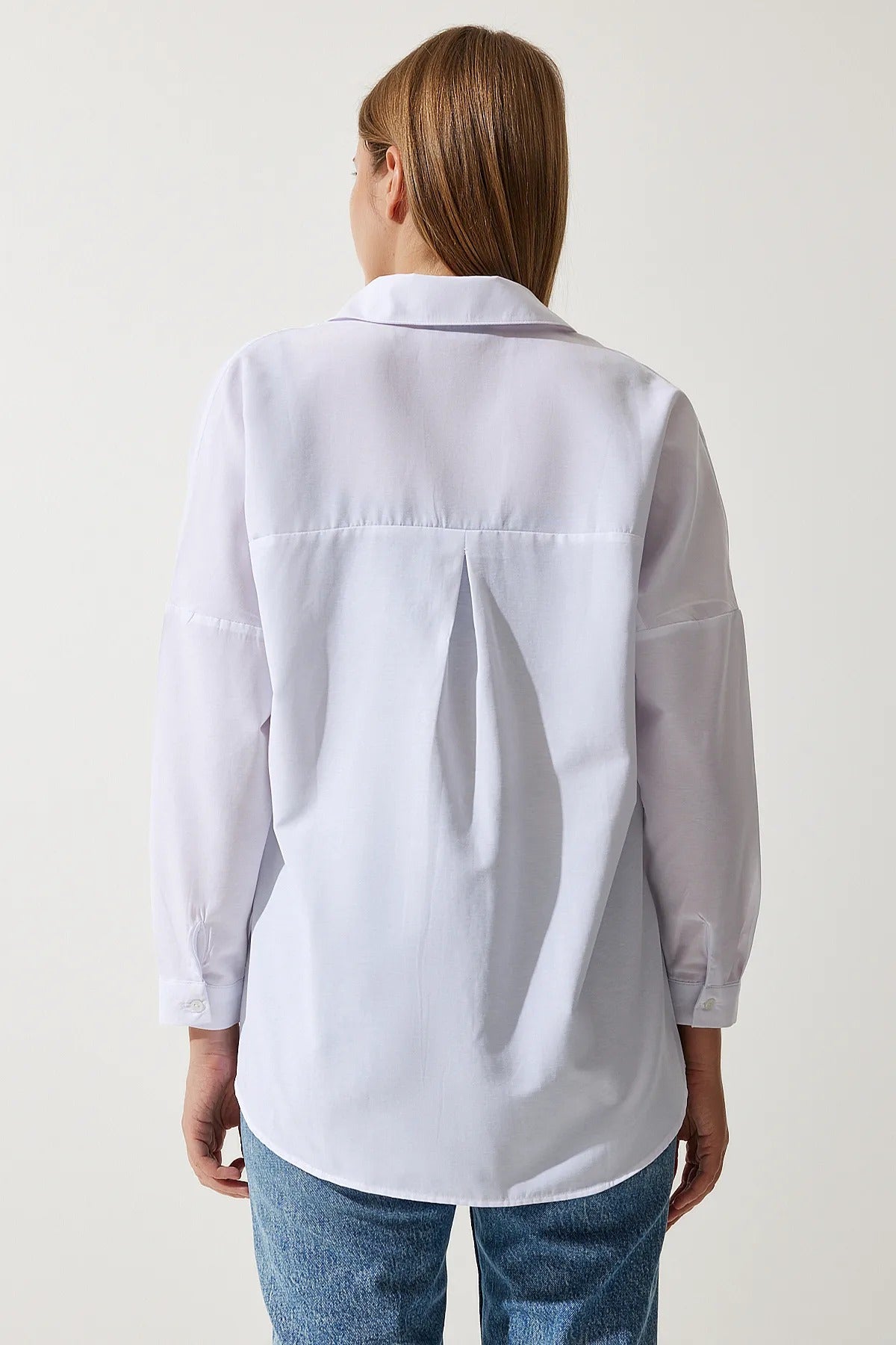 White Loose Fit Button Down Shirt