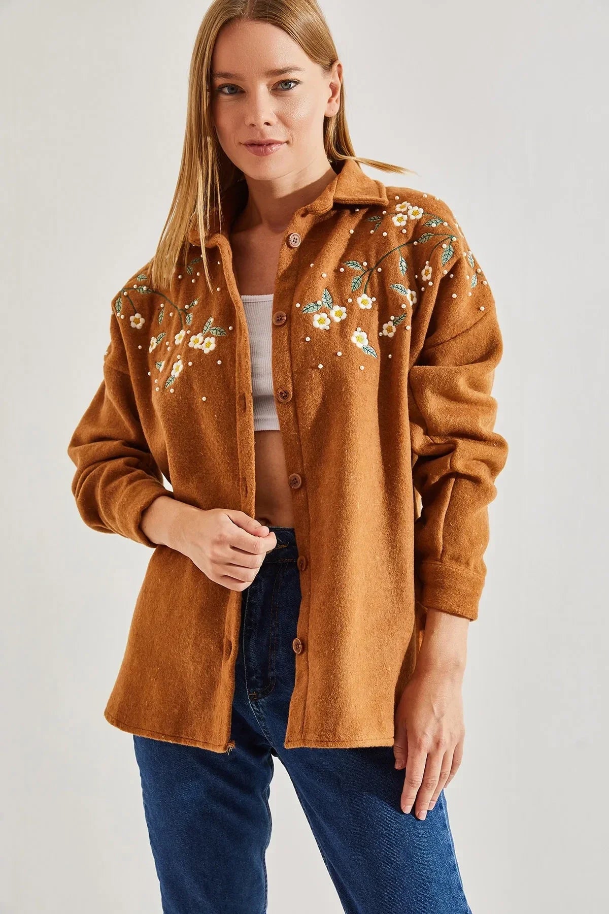 Lavender Cotton Daisy Embroidered Shaket