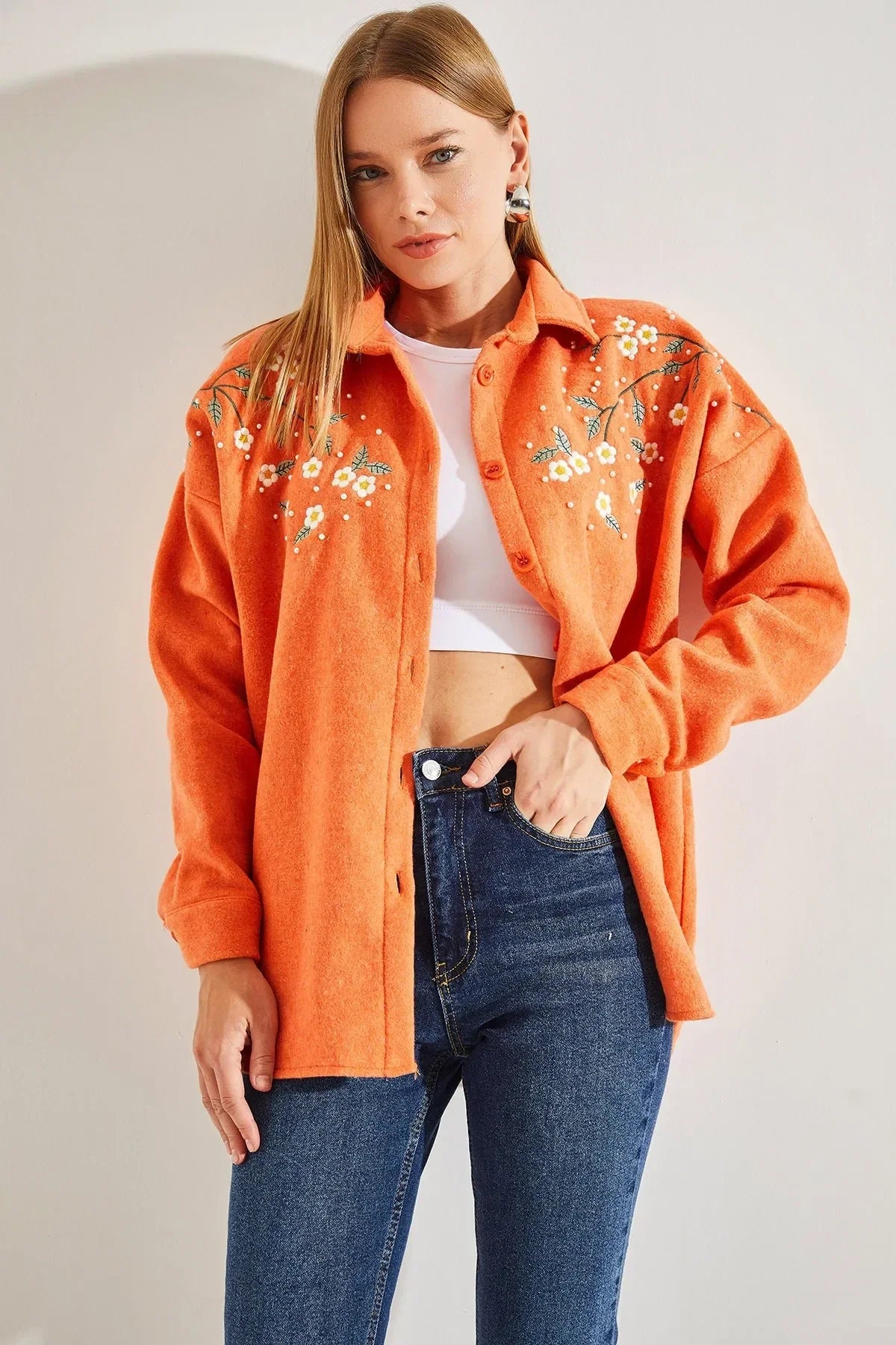 Lavender Cotton Daisy Embroidered Shaket