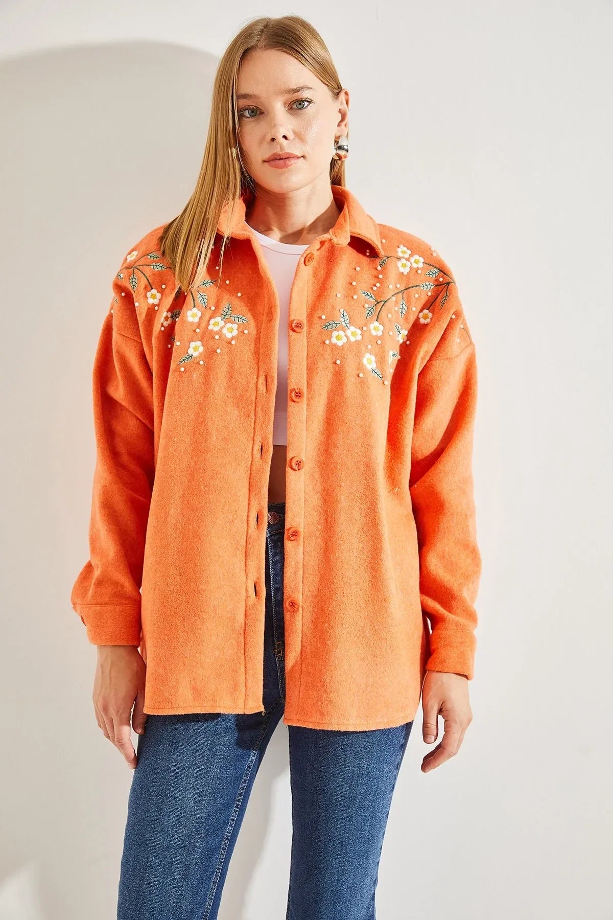 Lavender Cotton Daisy Embroidered Shaket