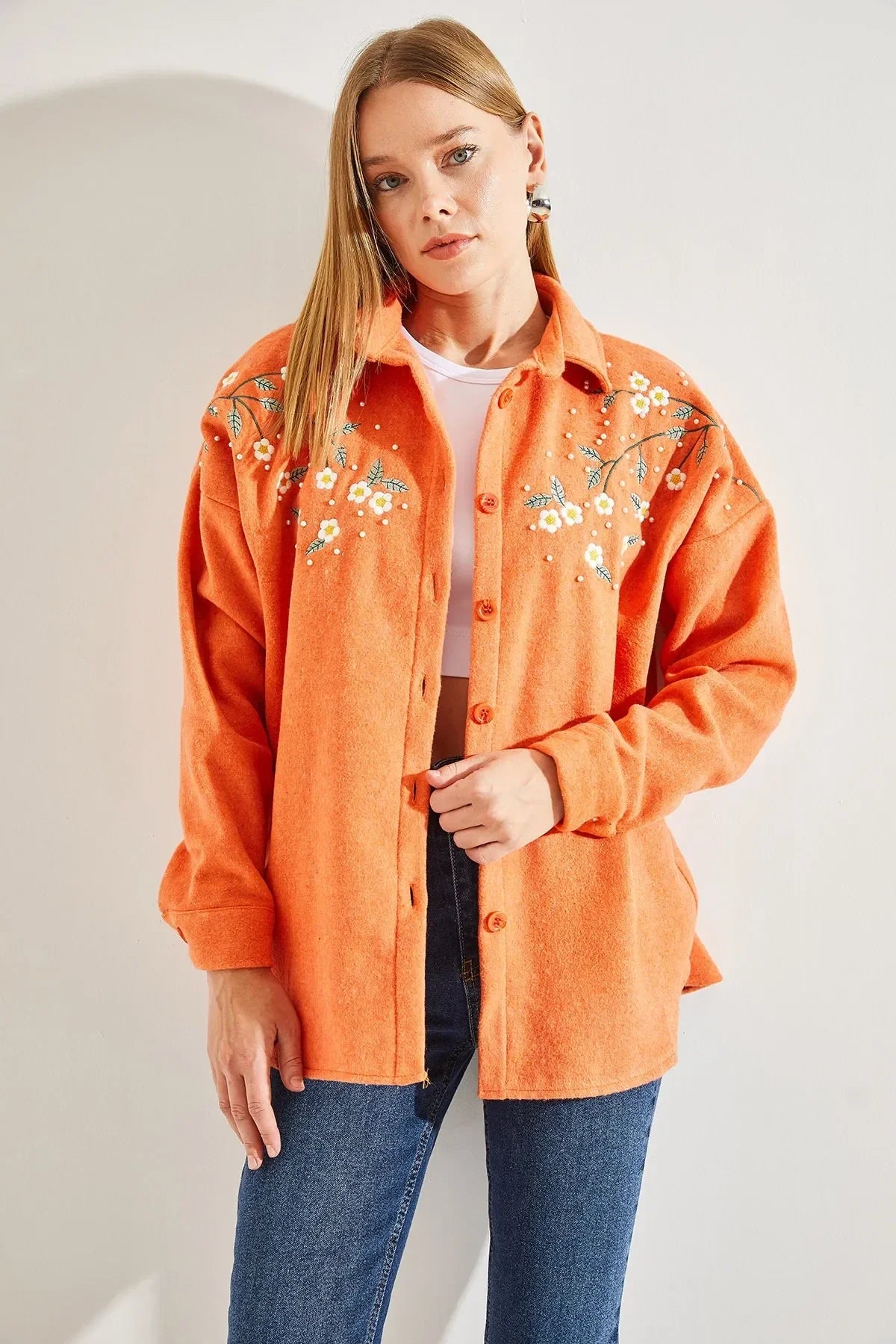 Lavender Cotton Daisy Embroidered Shaket