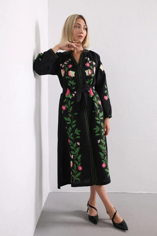 Floral Embroidered Ukrainian Cotton Dress