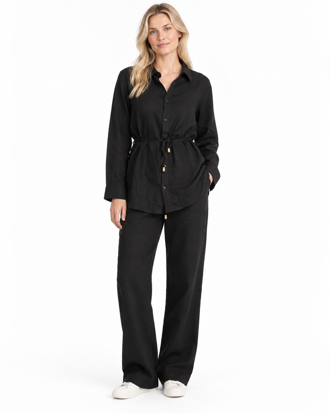 100% Cotton Muslin Black Two-Piece Set