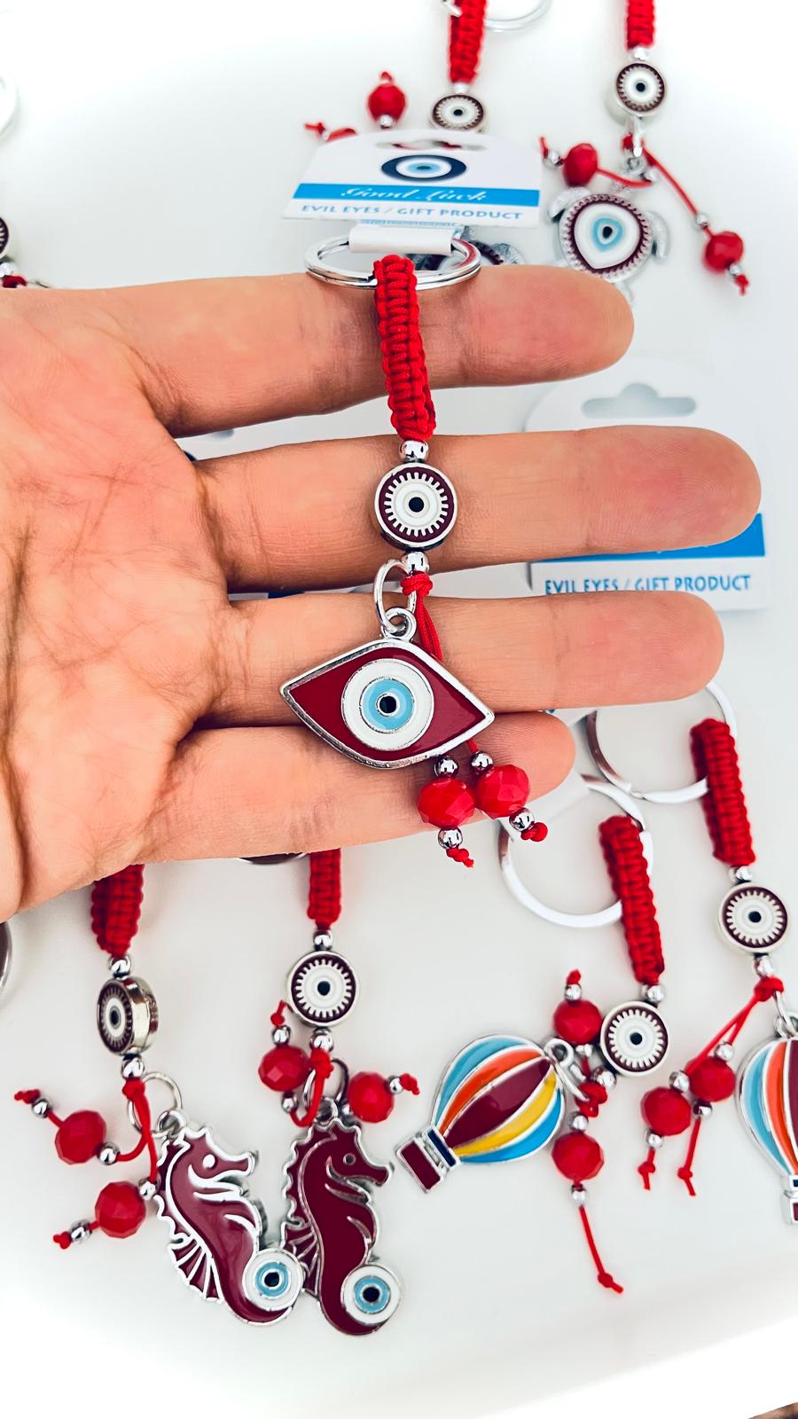 Oval Eye Design Silver Evil Eye Keychain