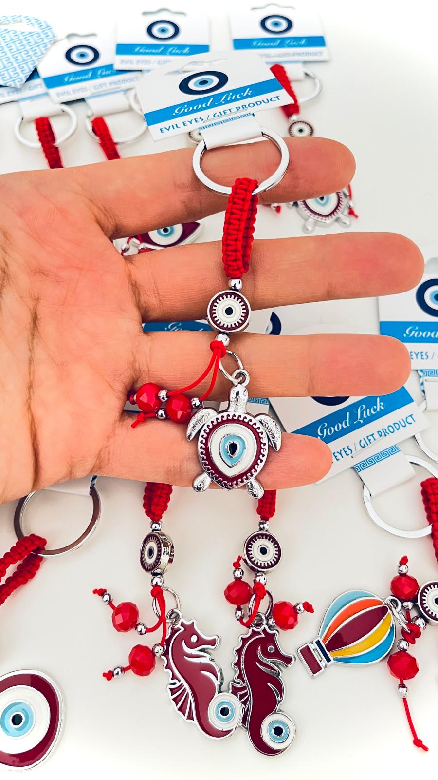 Turtle Eye Design Silver Evil Eye Keychain