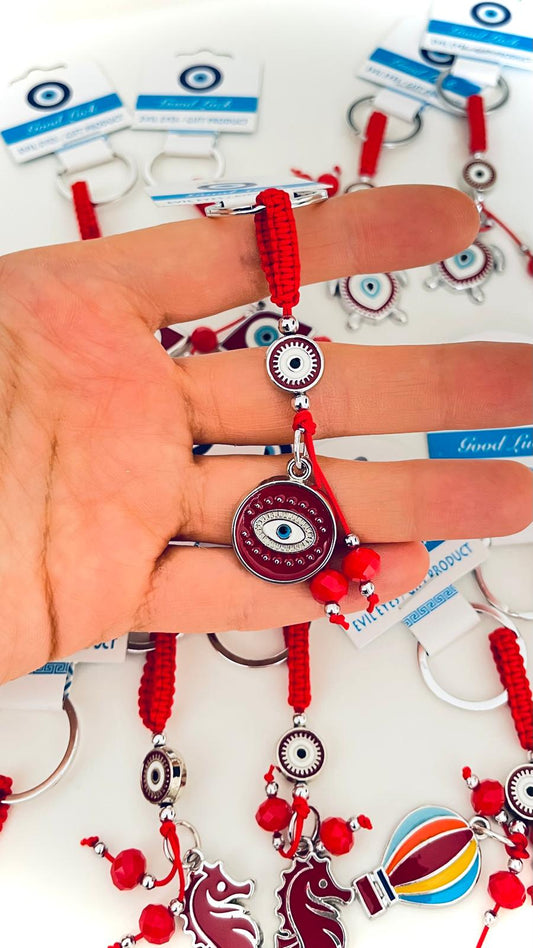 Llavero Ojo Turco Plateado Diseño Ojo Rojo