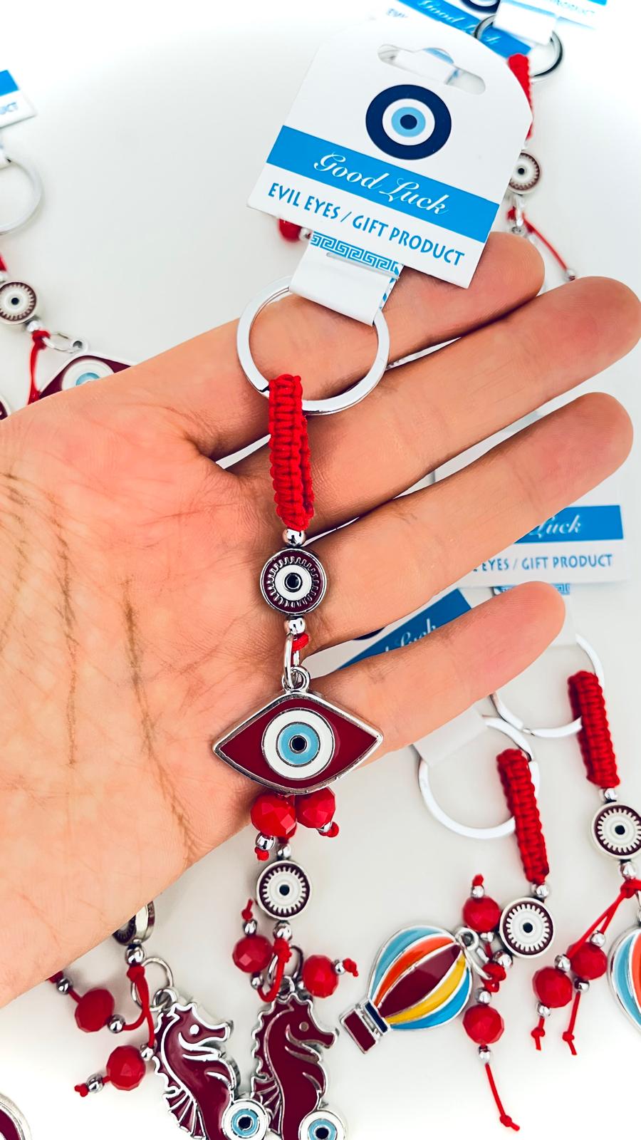 Oval Eye Design Silver Evil Eye Keychain