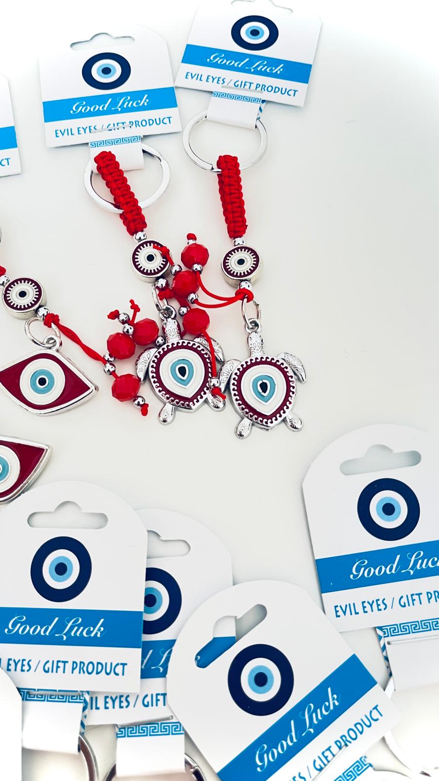 Turtle Eye Design Silver Evil Eye Keychain