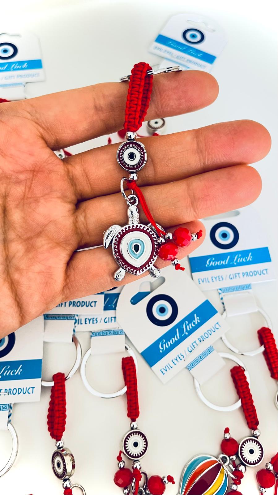 Turtle Eye Design Silver Evil Eye Keychain