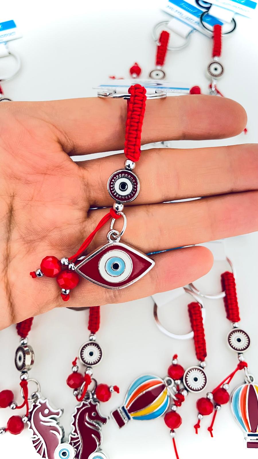 Oval Eye Design Silver Evil Eye Keychain