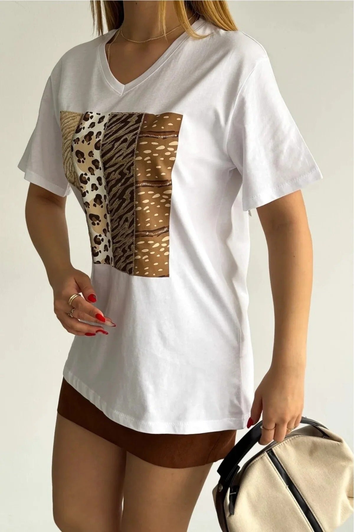 Tilda White Leopard Sequin Cotton T-Shirt
