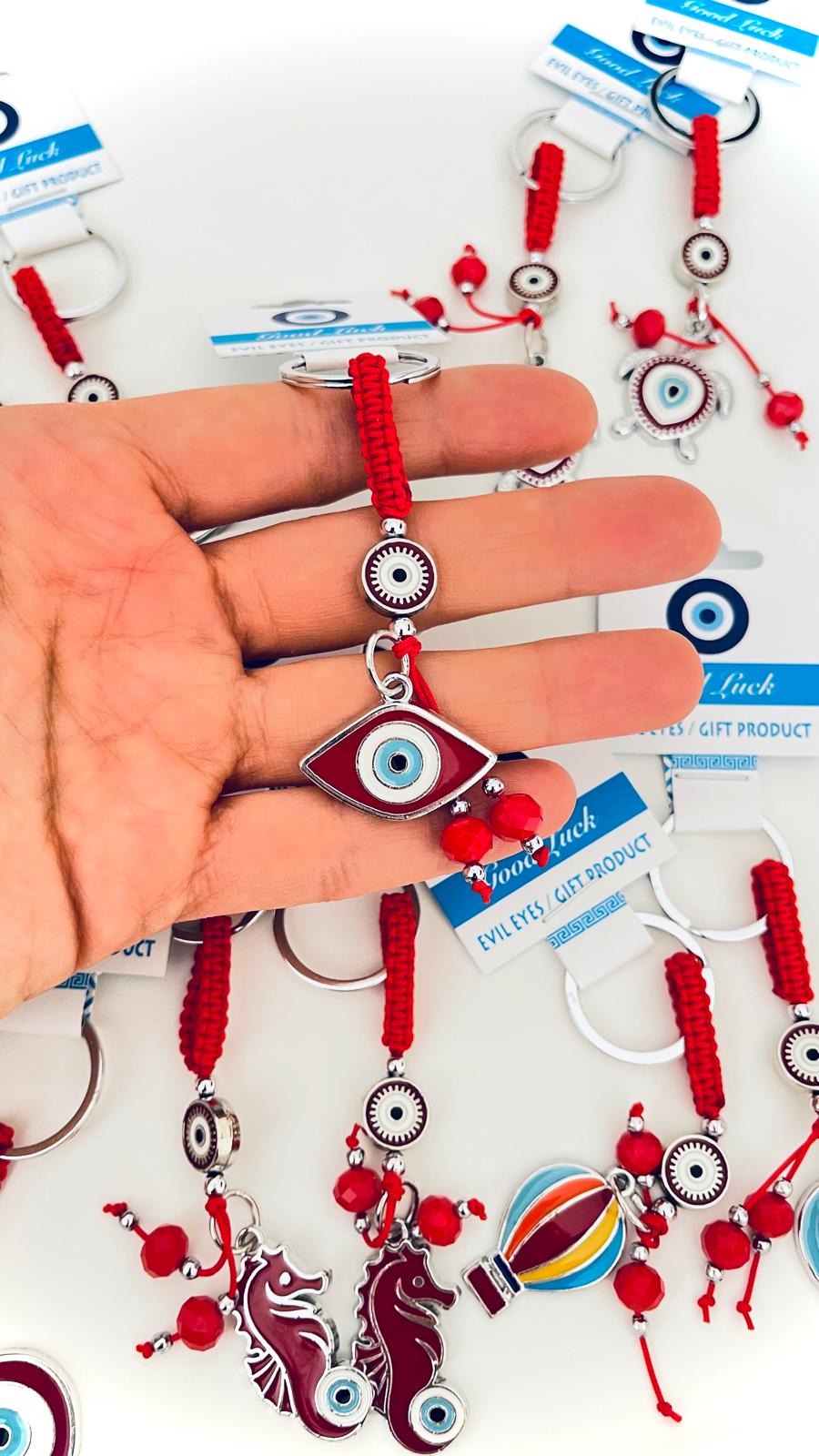 Oval Eye Design Silver Evil Eye Keychain