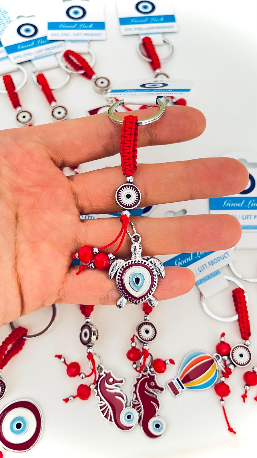 Turtle Eye Design Silver Evil Eye Keychain