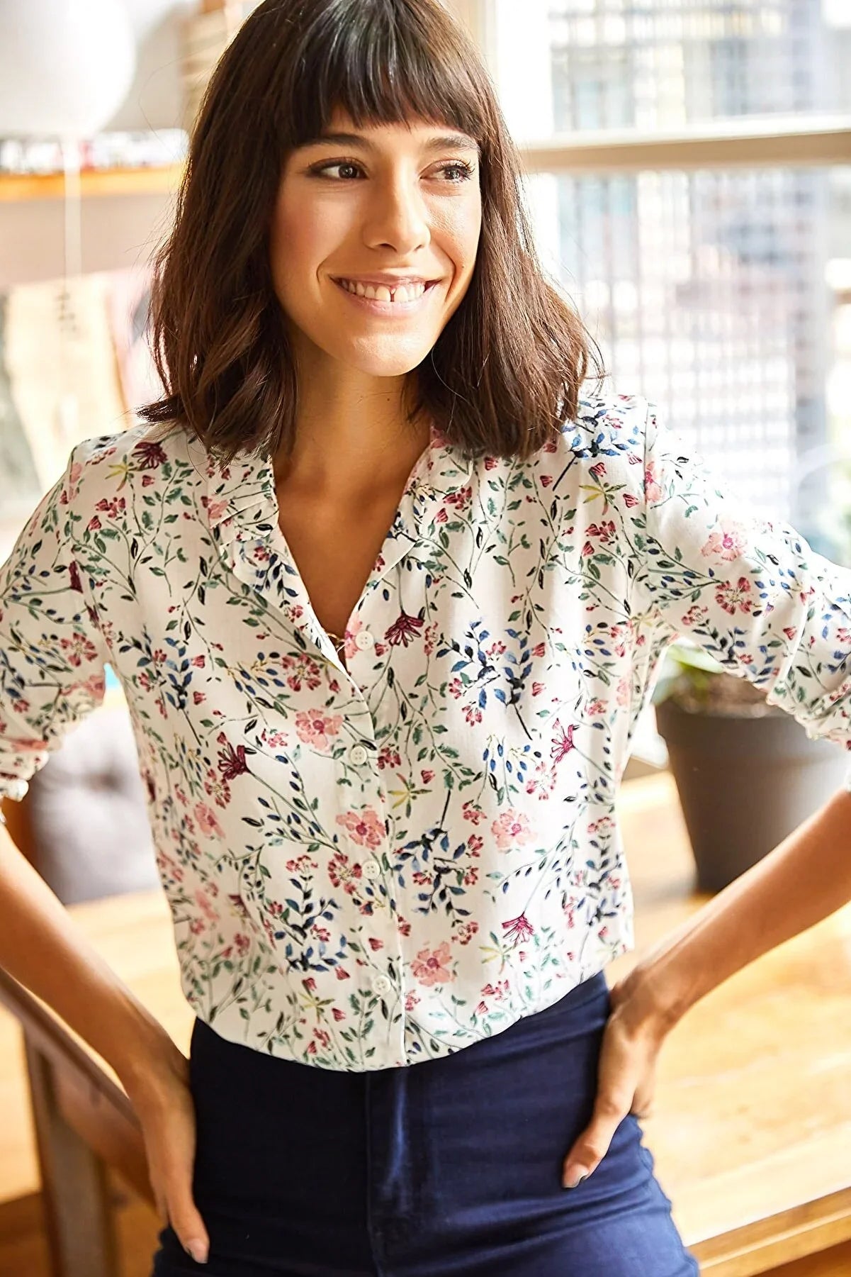 Pink Floral Button Down Shirt