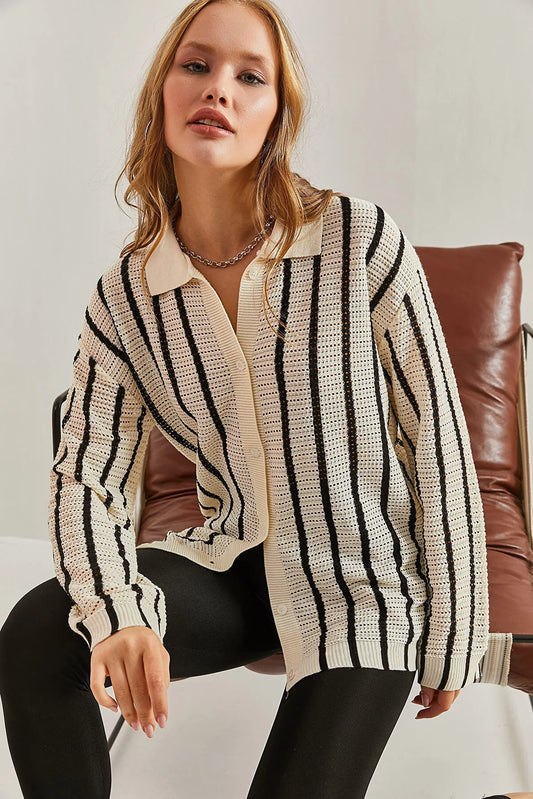 Retro Rhythm Striped Cardigan