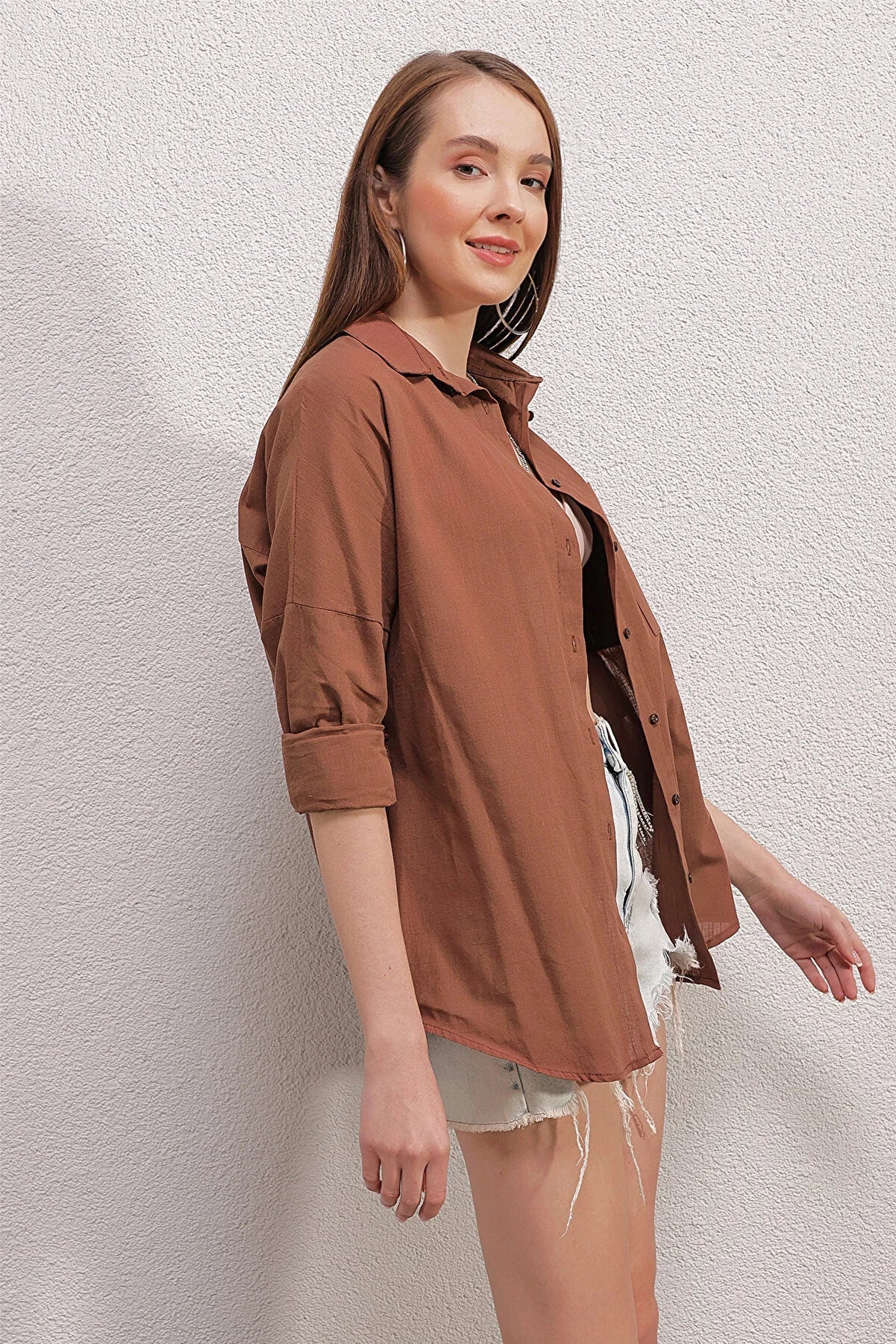 Orange Linen Blend Blouse