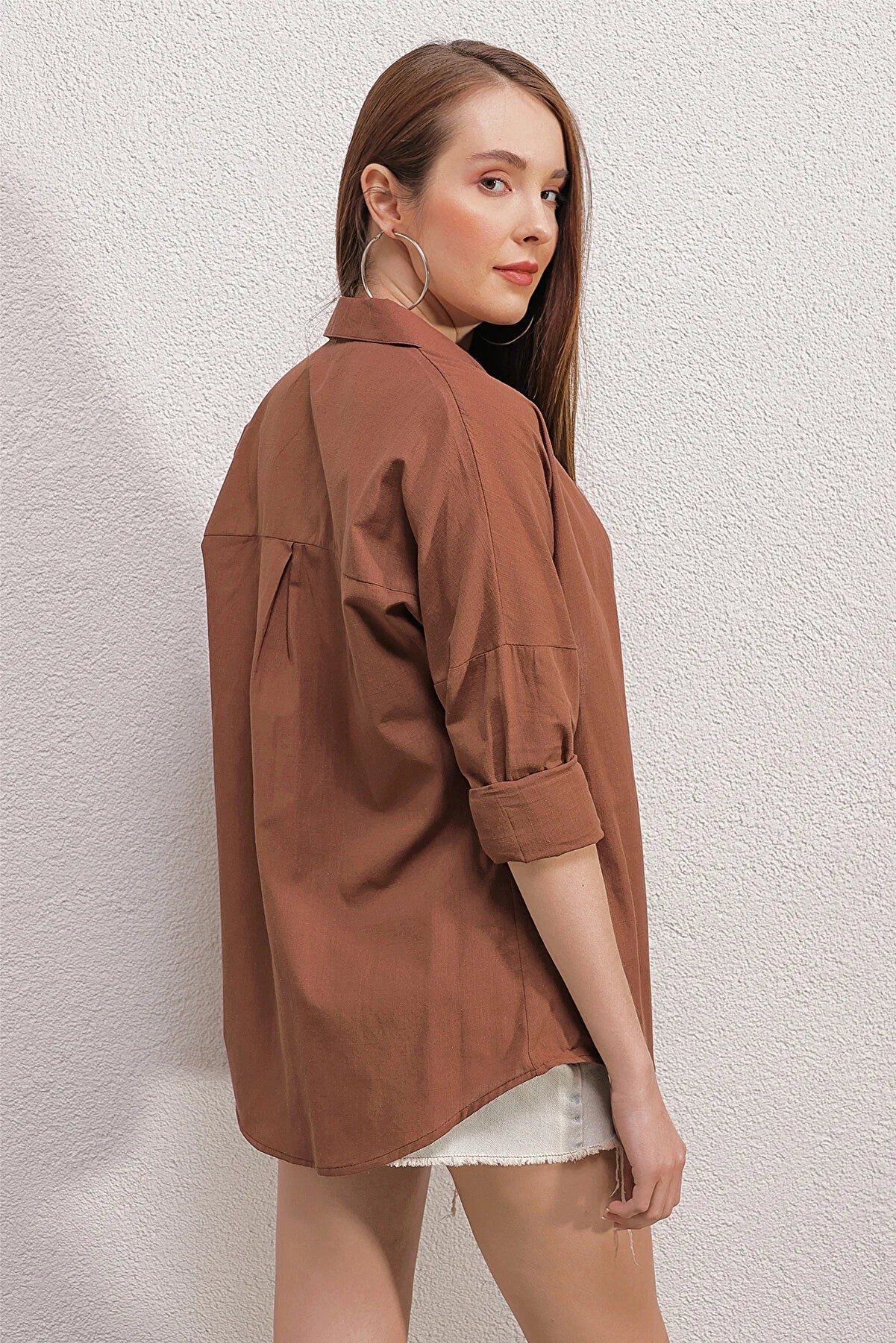 Orange Linen Blend Blouse