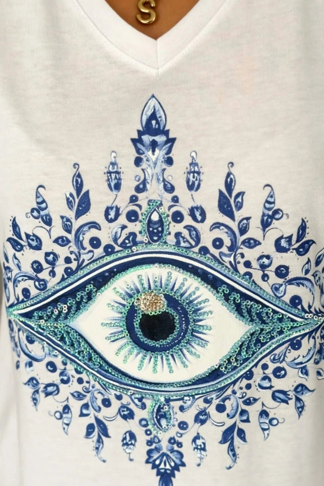 Tilda Evil Eye Sequin T-Shirt - White