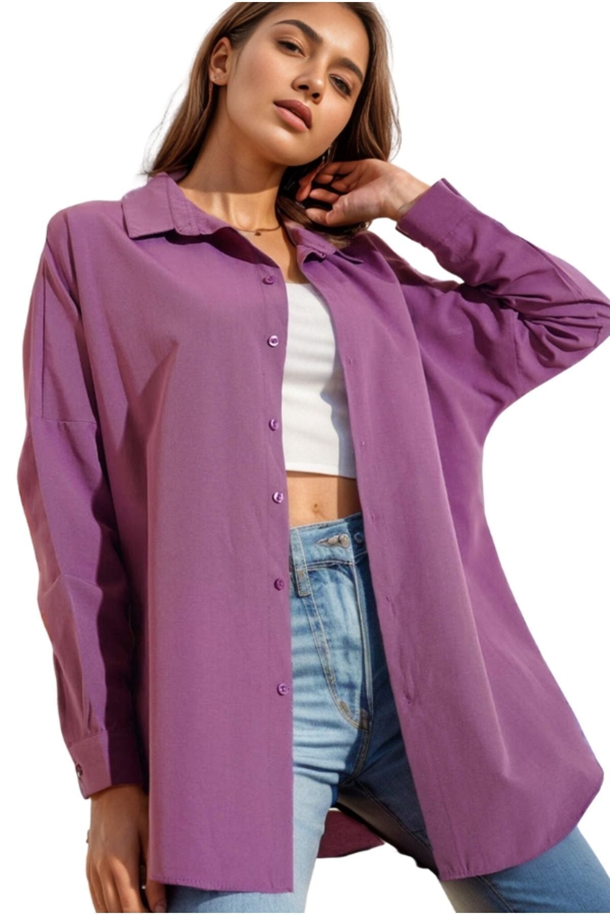 Melissa Women's Oversized Longline Shirt - Light Purple