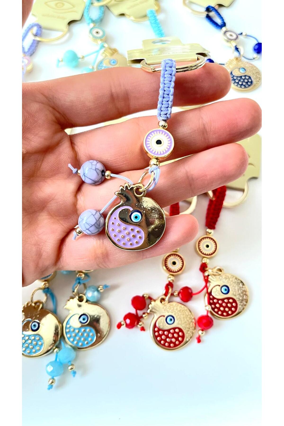 Abigail Silver-Plated Evil Eye Keychain - Lilac