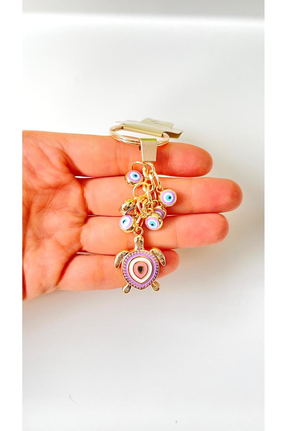 Madeleine Dangling Evil Eye Keychain - Lilac