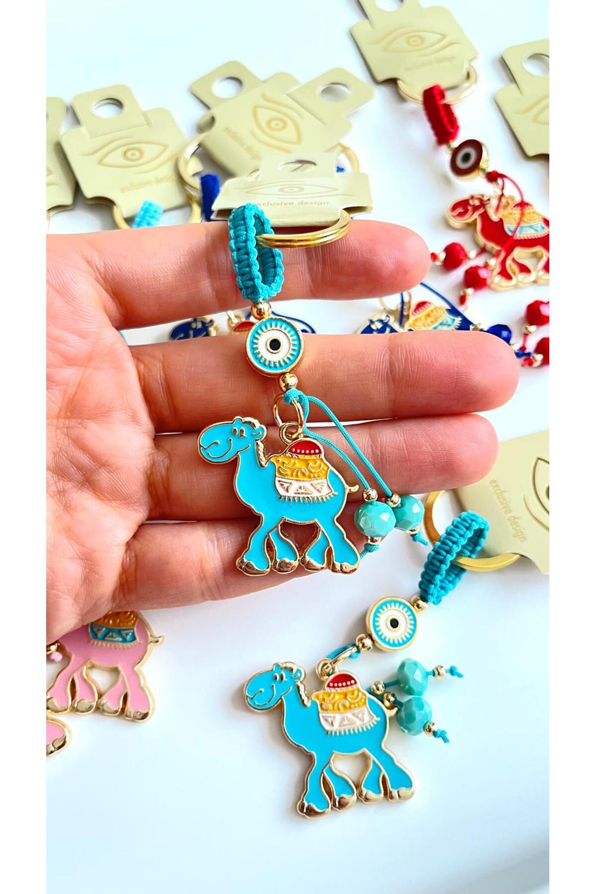 Bella Gold-Plated Animal Charm Keychain - Turquoise Camel Design