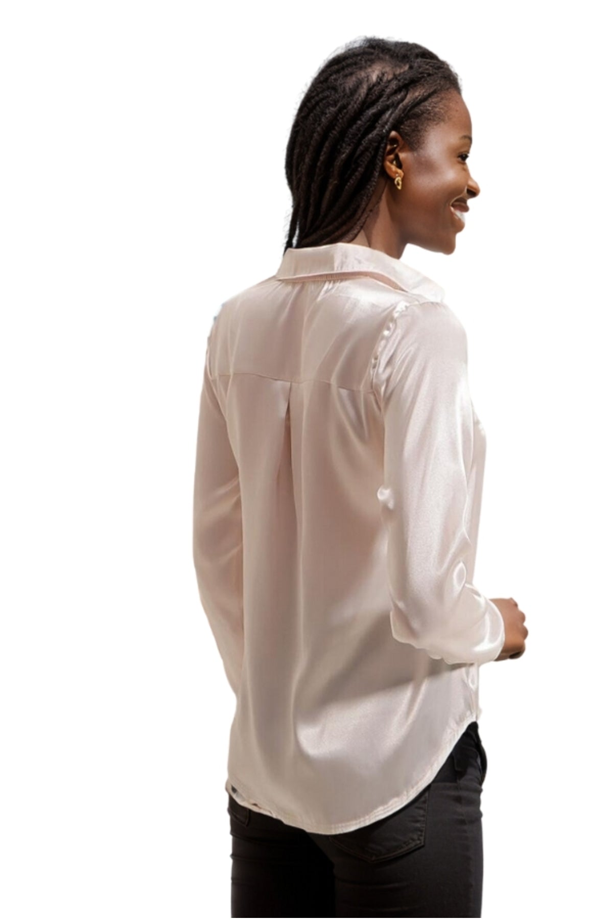 Rebecca Women's Classic Satin Button-Up Shirt - Cream