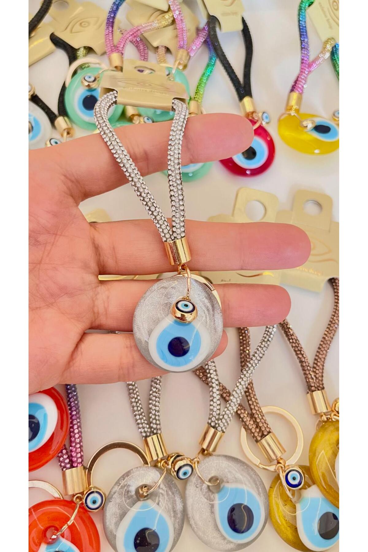 Meredith Glass Evil Eye Cord Charm - Silver-Tone