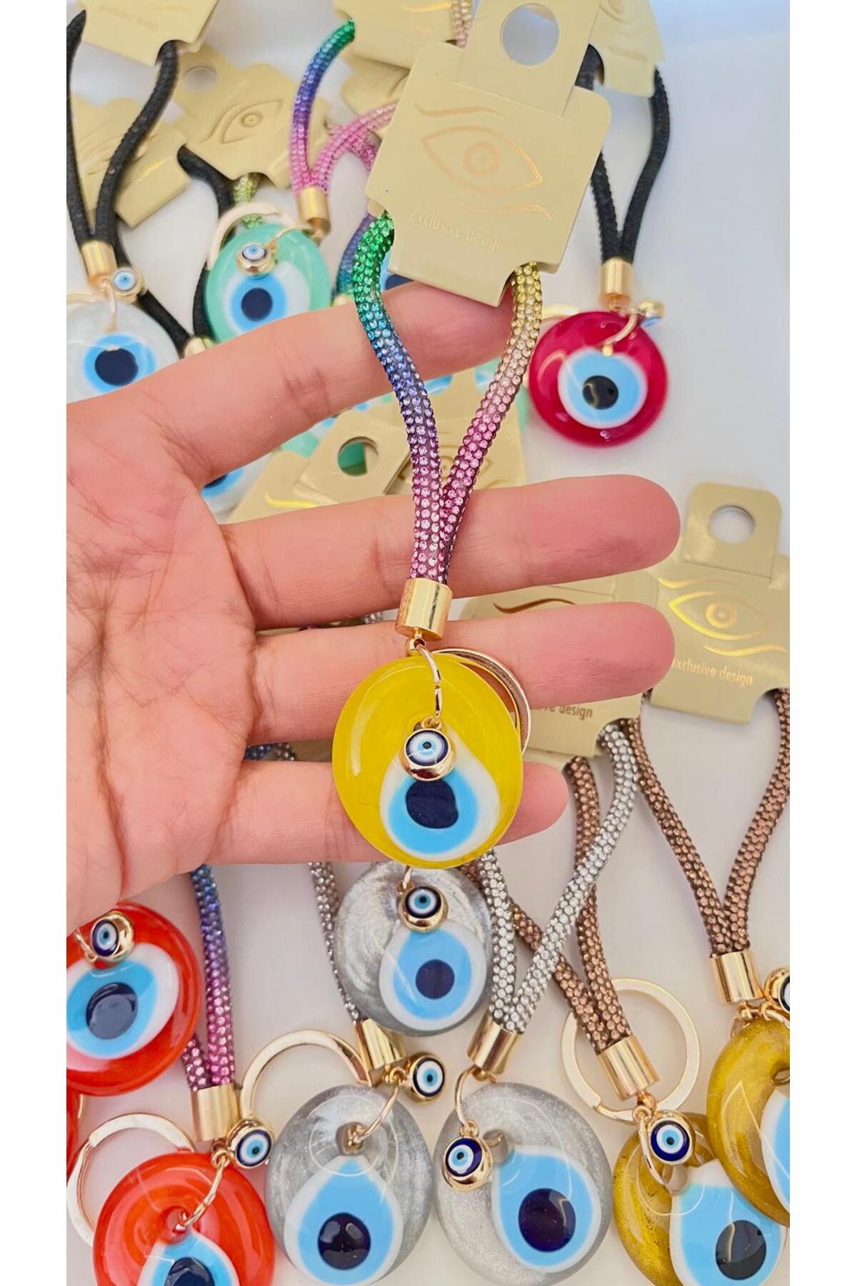 Meredith Glass Evil Eye Cord Charm - Yellow