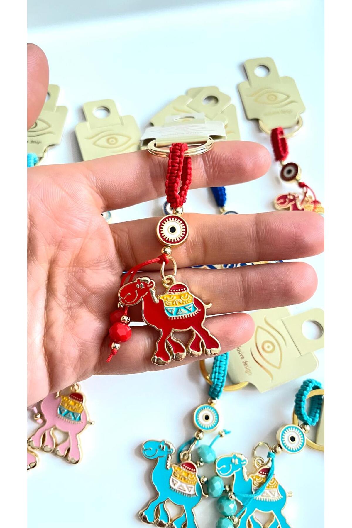 Bella Gold-Plated Animal Charm Keychain - Red Camel Design
