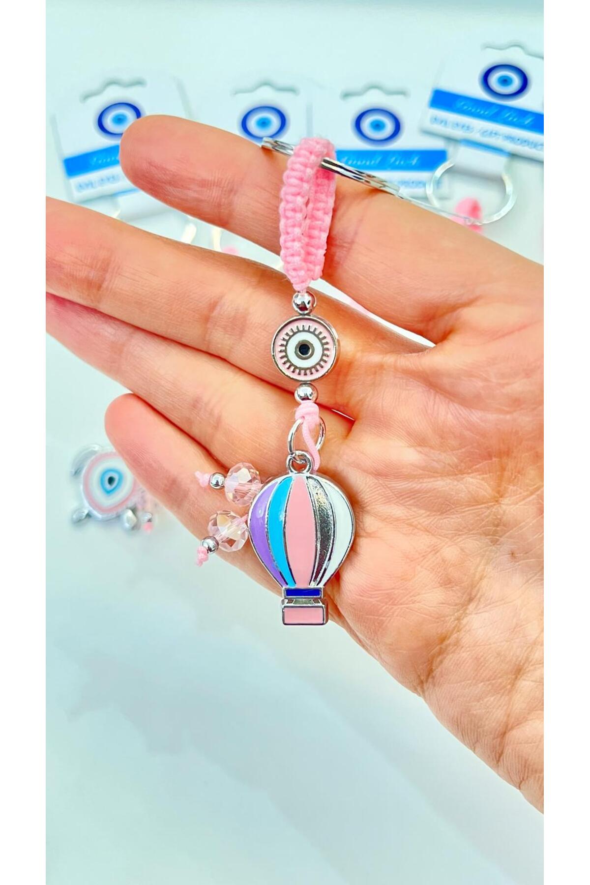 Abigail Silver-Plated Evil Eye Keychain - Pink Balloon