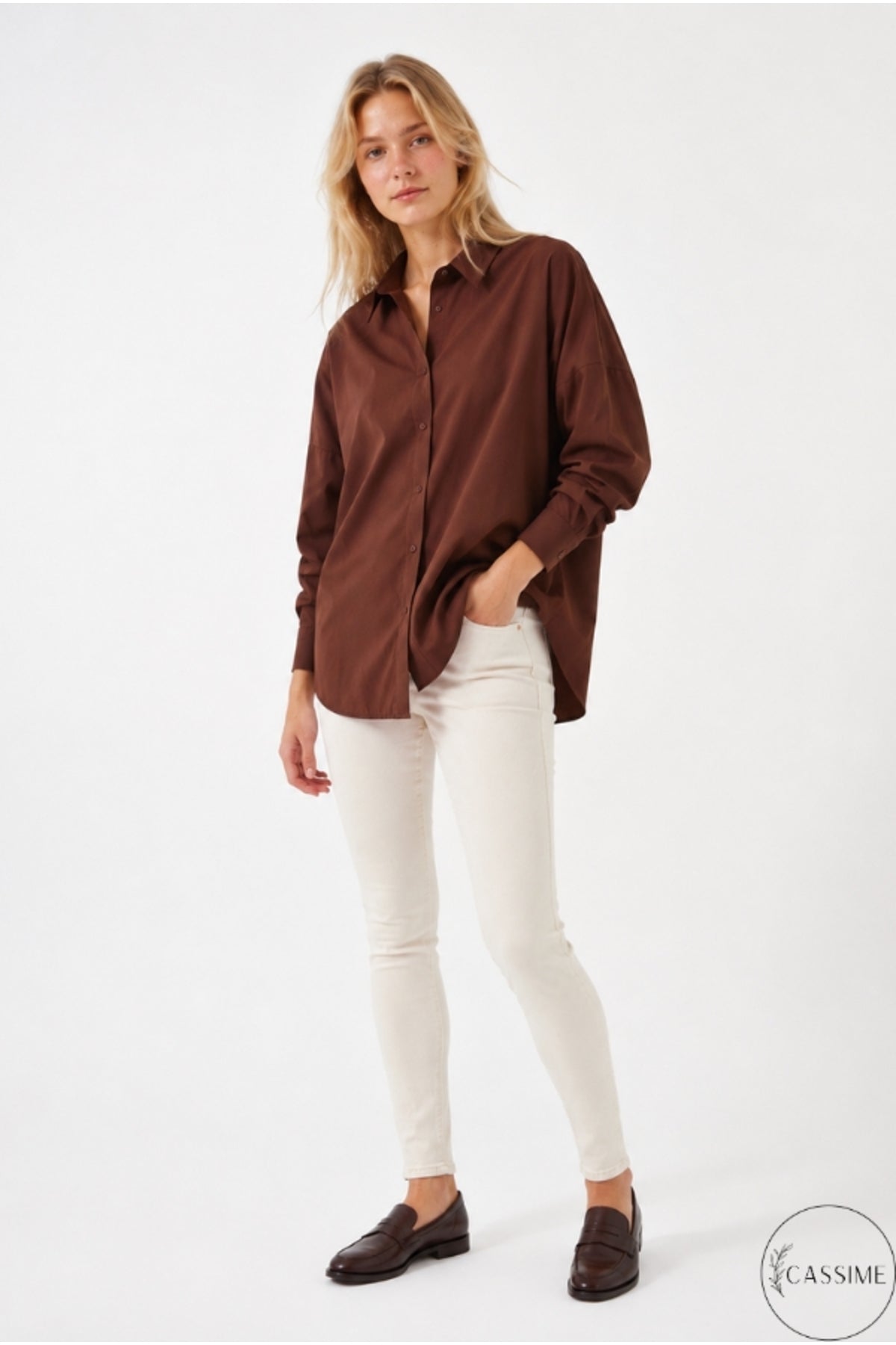 Melissa Women's Oversized Longline Shirt - Brown