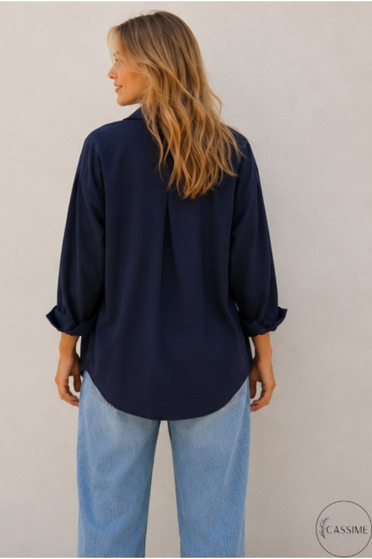 Melissa Women's Oversized Longline Shirt - Navy